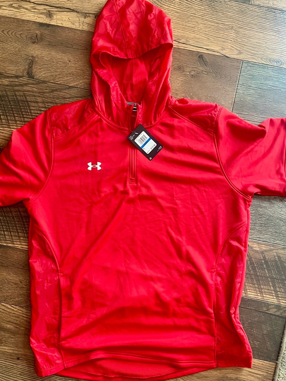 Under Armour Red Short-Sleeve Hooded Quarter-Zip